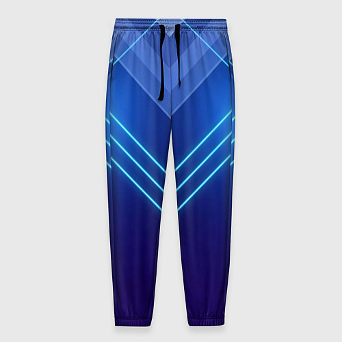 Мужские брюки Глубокий синий с неоновыми полосами / 3D-принт – фото 1