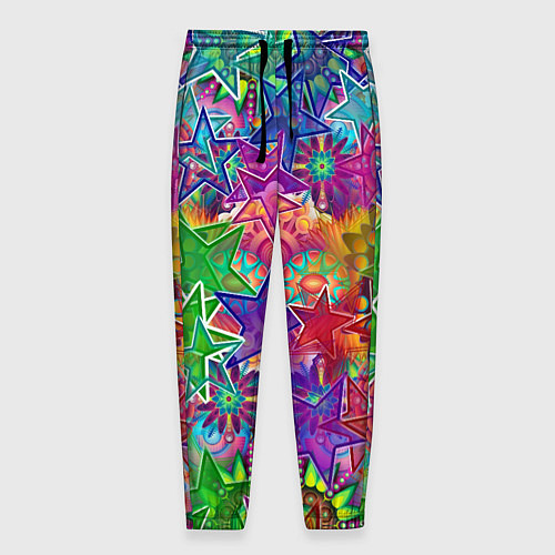 Мужские брюки Узоры из разноцветных звёзд / 3D-принт – фото 1
