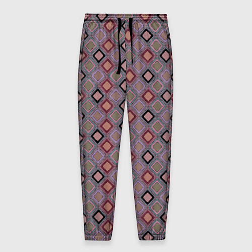 Мужские брюки Разноцветные квадраты с зигзагами / 3D-принт – фото 1