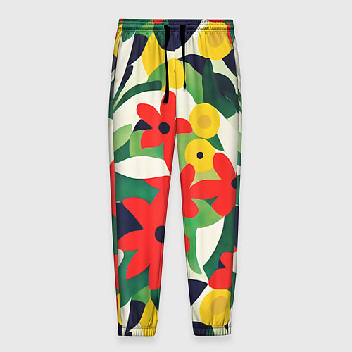 Мужские брюки Цветочный яркий паттерн / 3D-принт – фото 1