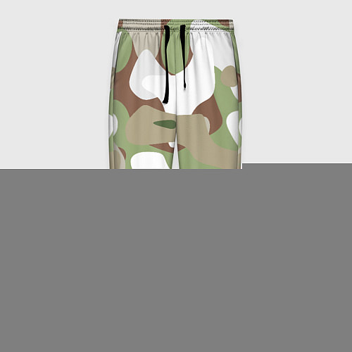 Мужские брюки Камуфляж зимний лес крупный / 3D-принт – фото 1