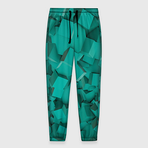 Мужские брюки Абстрактные сине-зелёные кубы / 3D-принт – фото 1