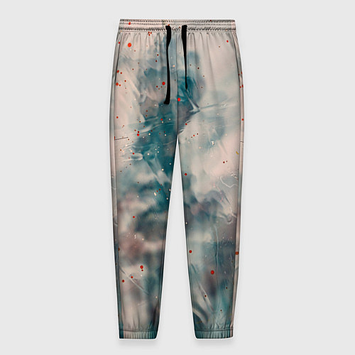 Мужские брюки Абстрактные синие и белые краски / 3D-принт – фото 1