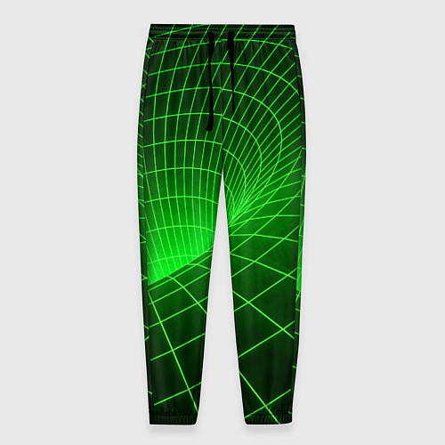 Мужские брюки Зелёная неоновая чёрная дыра / 3D-принт – фото 1