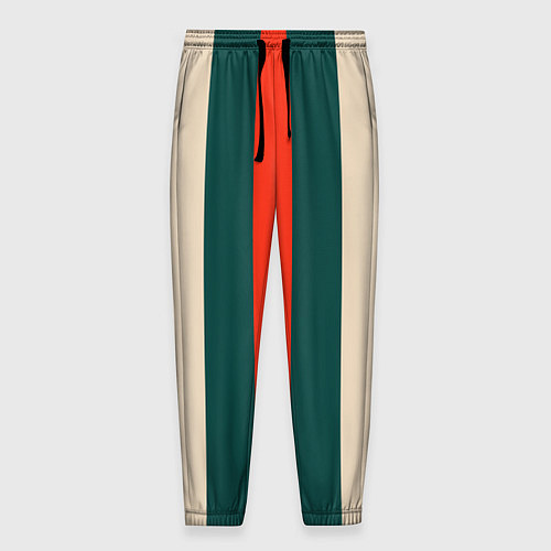 Мужские брюки Полосы триколор красный зеленый / 3D-принт – фото 1