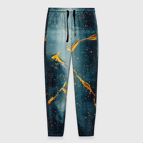 Мужские брюки Синий мрачный туман и оранжевые краски / 3D-принт – фото 1