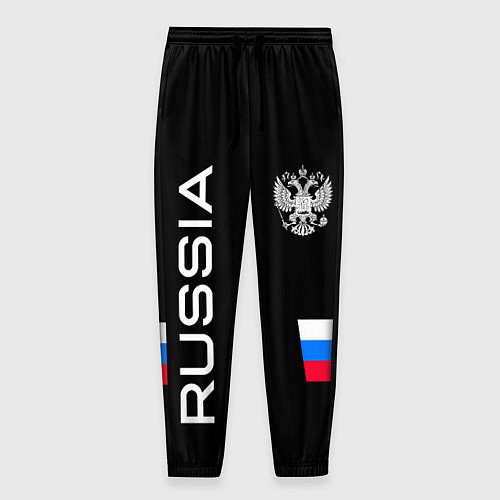 Мужские брюки Россия и три линии на черном фоне / 3D-принт – фото 1