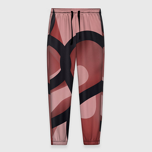 Мужские брюки Тёмные волнообразные линии на красном фоне / 3D-принт – фото 1