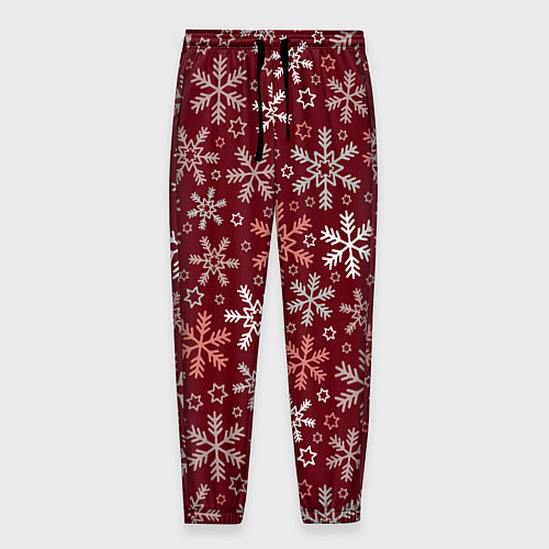 Мужские брюки Новогодний узор из снежинок / 3D-принт – фото 1