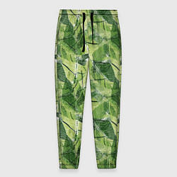 Брюки на резинке мужские Милитари листья крупные, цвет: 3D-принт