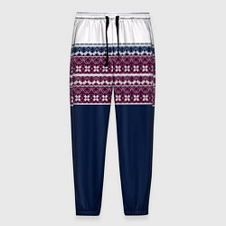 Мужские брюки Скандинавский орнамент на синем, бордовом фоне
