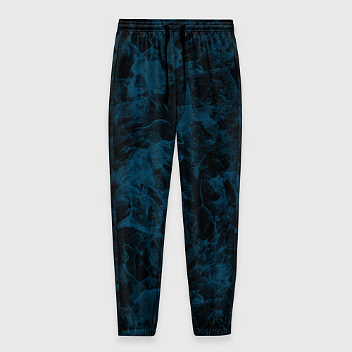 Мужские брюки Синий и черный мраморный узор / 3D-принт – фото 1