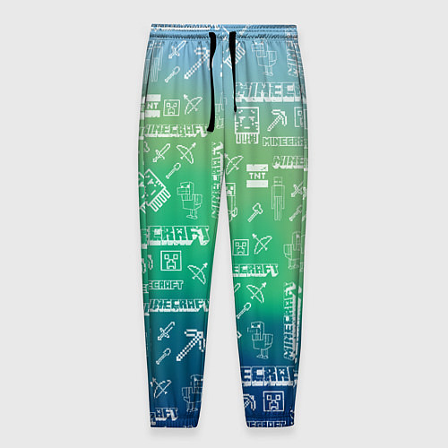 Мужские брюки Майнкрафт символы на потертом фоне / 3D-принт – фото 1