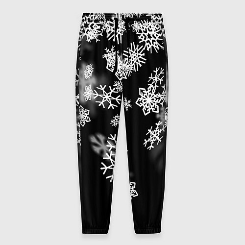 Мужские брюки Белые снежинки / 3D-принт – фото 1