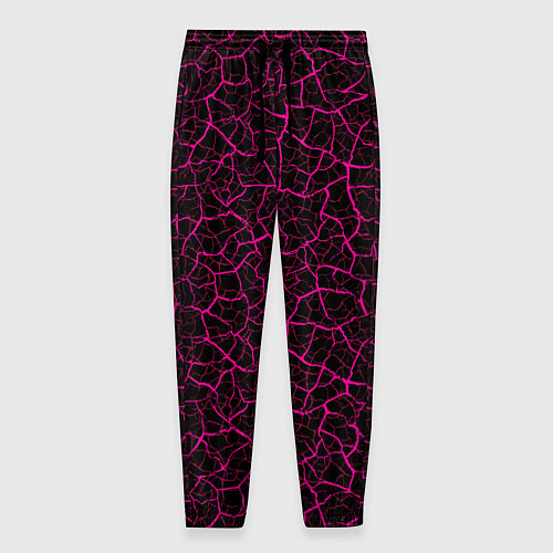 Мужские брюки Абстрактные розовые узоры в виде трещин на чёрном / 3D-принт – фото 1