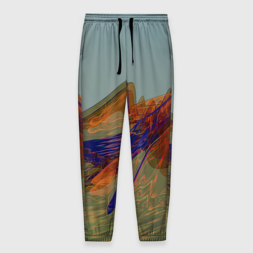 Мужские брюки Волнообразные разноцветные музыкальные линии / 3D-принт – фото 1