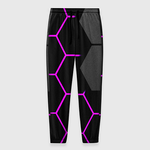 Мужские брюки Крупные неоновые соты / 3D-принт – фото 1