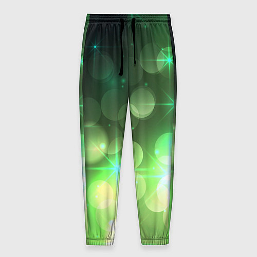 Мужские брюки Неоновый зеленый блеск и черный фон / 3D-принт – фото 1