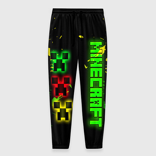 Мужские брюки Minecraft - неоновые логотипы / 3D-принт – фото 1