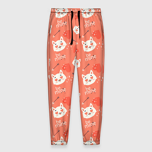 Мужские брюки Паттерн кот на персиковом фоне / 3D-принт – фото 1