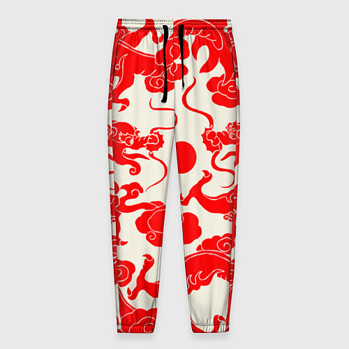 Мужские брюки Японские красные драконы / 3D-принт – фото 1