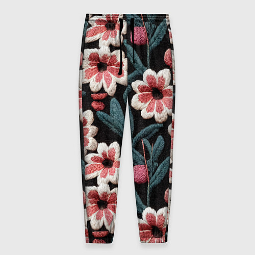 Мужские брюки Эффект вышивки цветы / 3D-принт – фото 1