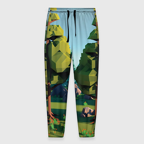 Мужские брюки Воксельный лес / 3D-принт – фото 1