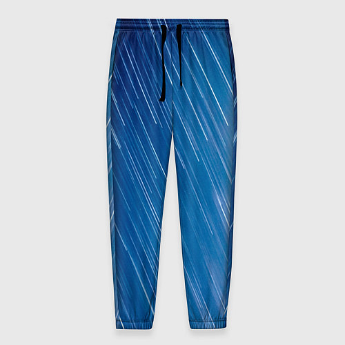 Мужские брюки Белые полосы на синем фоне / 3D-принт – фото 1