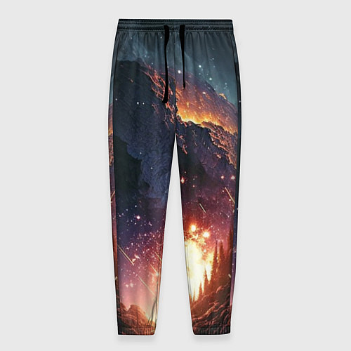 Мужские брюки Звезды над природным пейзажем / 3D-принт – фото 1