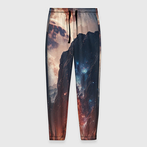 Мужские брюки Галактика как ночное небо над пейзажем / 3D-принт – фото 1
