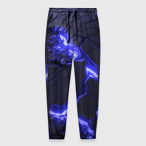 Мужские брюки Красивая синяя неоновая лава / 3D-принт – фото 1