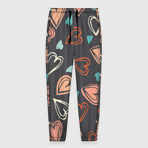 Мужские брюки Много сердец / 3D-принт – фото 1