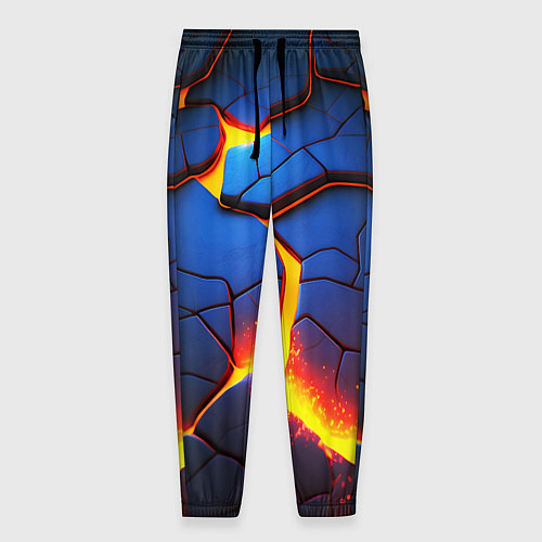 Мужские брюки Яркая неоновая лава, разломы / 3D-принт – фото 1