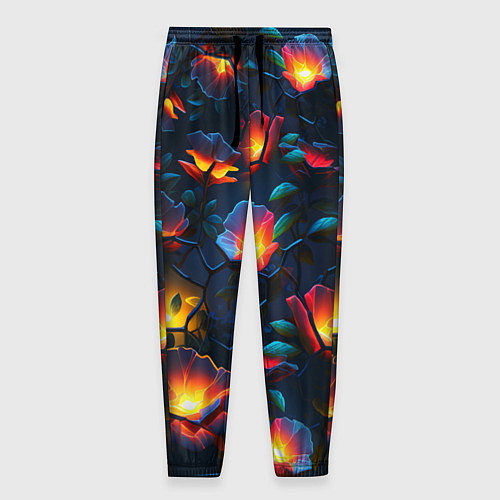 Мужские брюки Светящиеся цветы / 3D-принт – фото 1