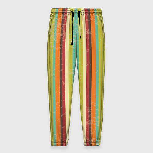 Мужские брюки Абстрактное множество разноцветных полос / 3D-принт – фото 1