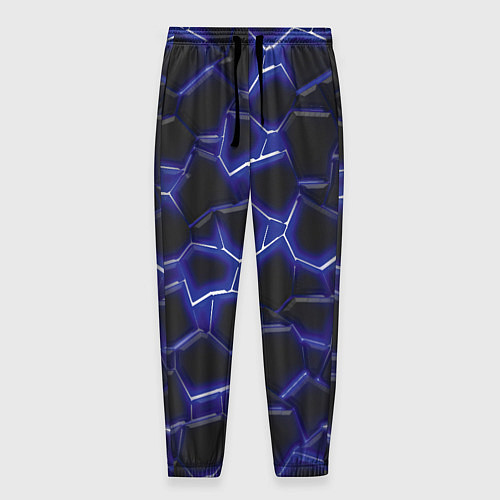 Мужские брюки Синий неон и плиты / 3D-принт – фото 1