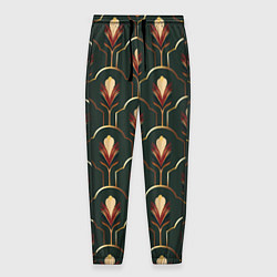 Брюки на резинке мужские Цветок изумрудном фоне - паттерн, цвет: 3D-принт