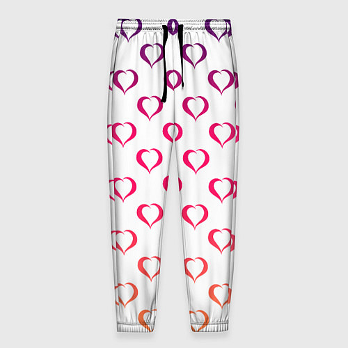 Мужские брюки Разноцветные сердечки для дня святого валентина / 3D-принт – фото 1