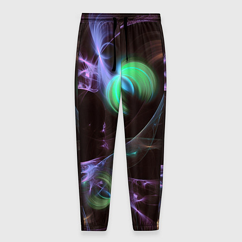 Мужские брюки Магические фиолетовые волны и цветные космические / 3D-принт – фото 1