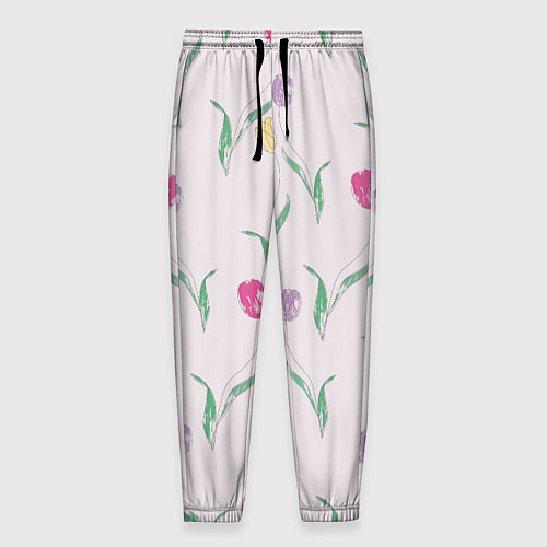 Мужские брюки Цветут тюльпаны / 3D-принт – фото 1
