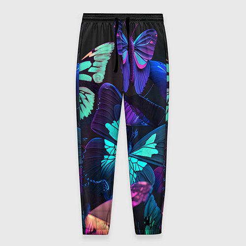 Мужские брюки Много неоновых бабочек / 3D-принт – фото 1