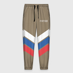 Брюки на резинке мужские Триколор - три полосы на песочном, цвет: 3D-принт