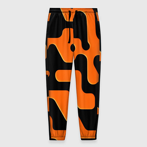 Мужские брюки Черно-оранжевый абстрактный лабиринт / 3D-принт – фото 1