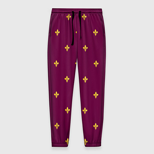 Мужские брюки Геральдическая лилия на пурпурном фоне / 3D-принт – фото 1