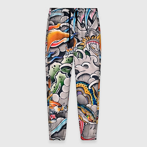 Мужские брюки Иредзуми: дракон и лис / 3D-принт – фото 1