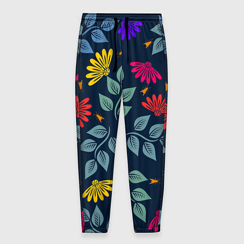 Мужские брюки Листья и цветы / 3D-принт – фото 1