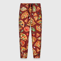 Мужские брюки Кусочки пиццы ассорти - акварельный паттерн