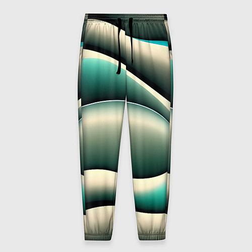 Мужские брюки Зеленая плавная волна / 3D-принт – фото 1