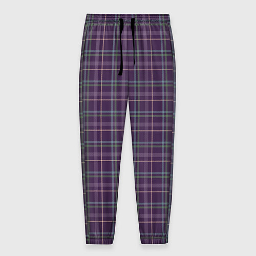 Мужские брюки Джентльмены Шотландка темно-фиолетовая / 3D-принт – фото 1