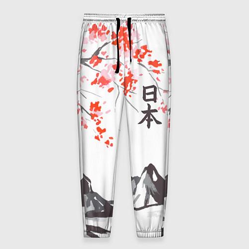 Мужские брюки Цветущая сакура и солнце - Япония / 3D-принт – фото 1
